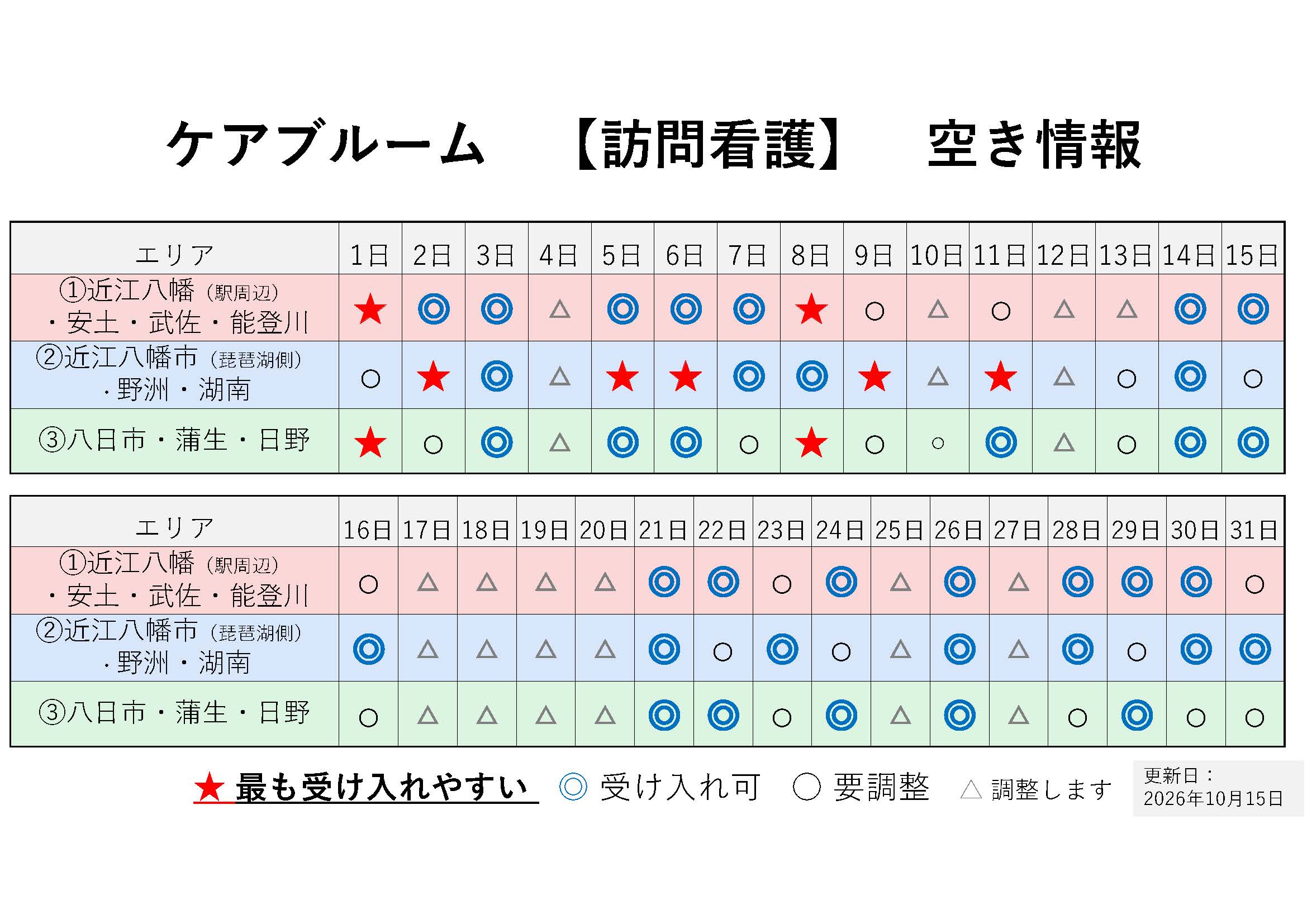 ケアブルーム 15日 空き情報